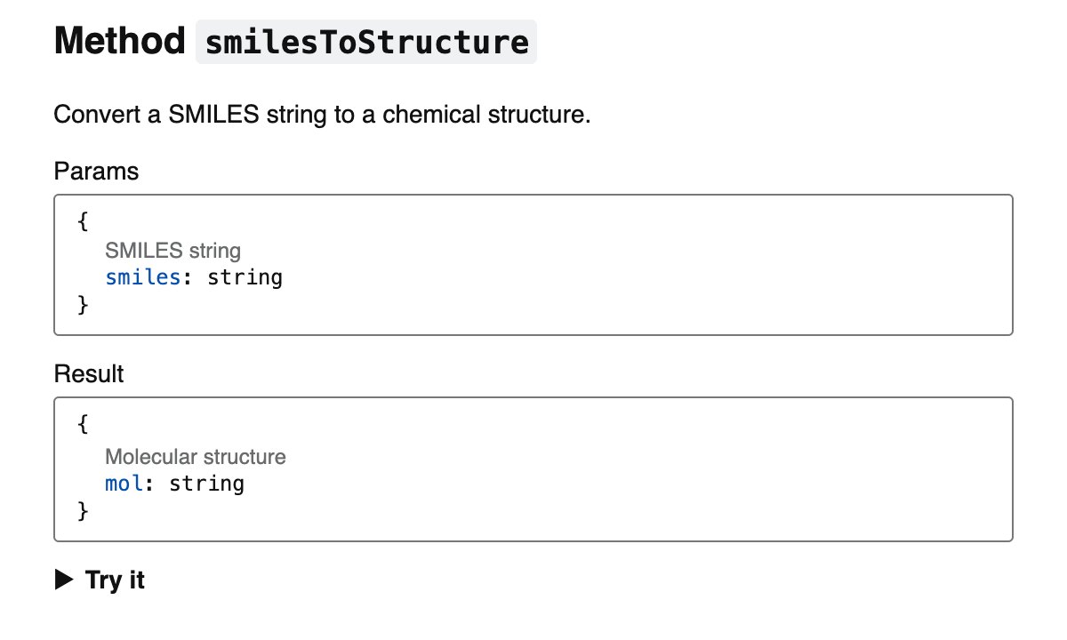 SMILES to Structure API