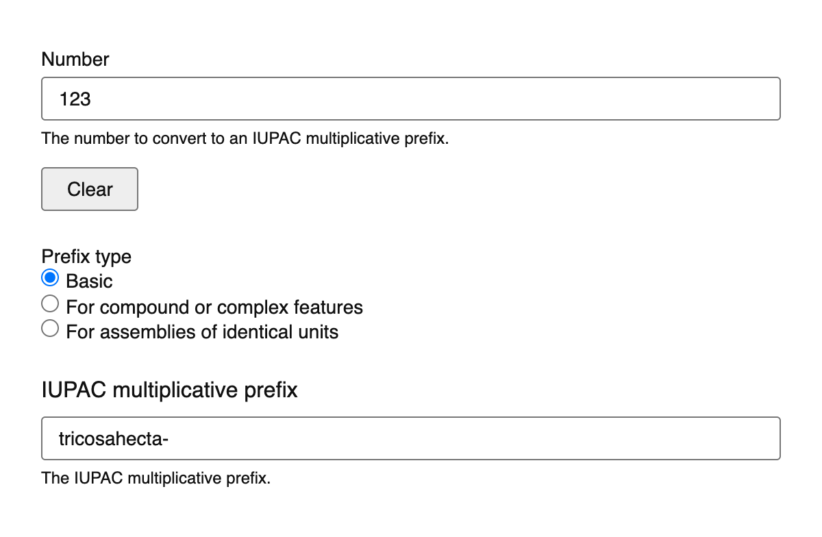 IUPAC Multiplicative Prefix Generator